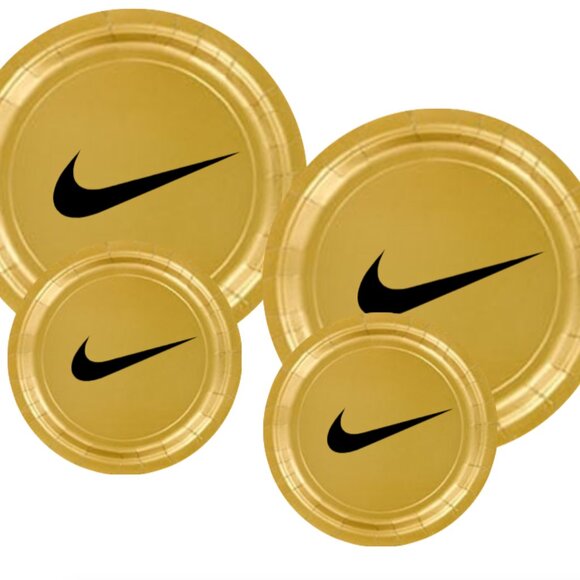 Sw00sh Plates | Gold Basketball Party Paper Plates | Disposable 45 pcs - Picture 6 of 7